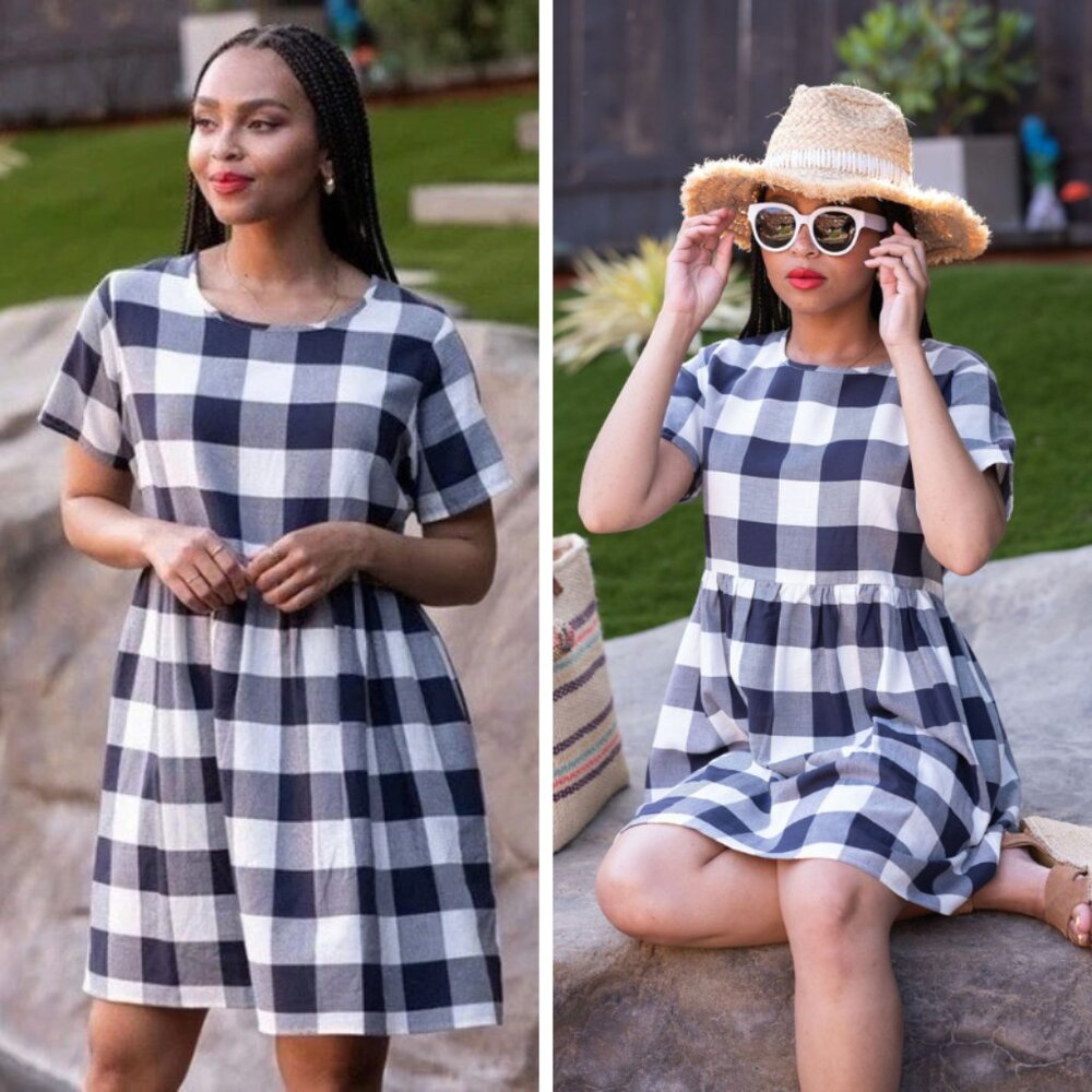 Evy's Tree The Joanne Navy Plaid Dress